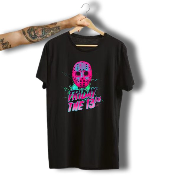Friday The 13Th Neon Hockey Mask Horror Halloween T Shirt t shirt 1