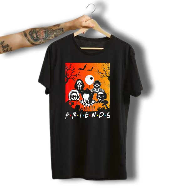 Friends Of Horror Halloween Characters Collage T Shirt t shirt 1
