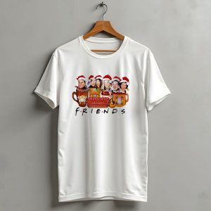 Friends Tv Show Christmas Central Perk Couch And Santa Hats T Shirt