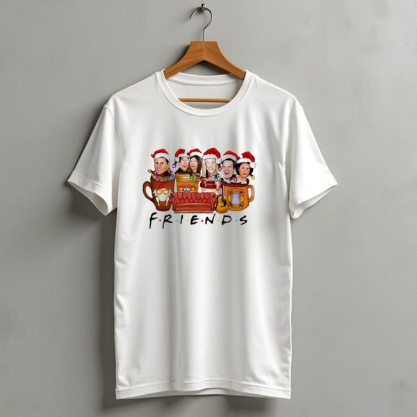 Friends Tv Show Christmas Central Perk Couch And Santa Hats T Shirt 1 t shirt 1