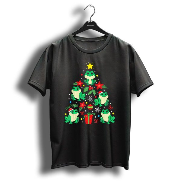 Frog Christmas Ornament Tree With Santa Hat And Gifts T Shirt 1 t shirt 1