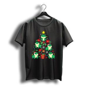 Frog Christmas Ornament Tree With Santa Hat And Gifts T-Shirt