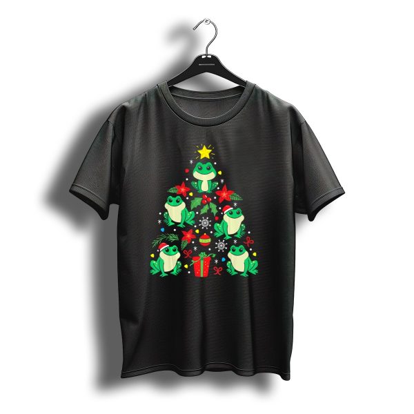 Frog Christmas Ornament Tree With Santa Hat And Gifts T Shirt t shirt 1