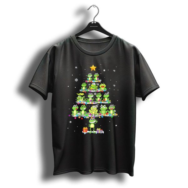 Frog Christmas Tree Funny Decor Snowy Frog Holiday Scene T Shirt 1 t shirt 1
