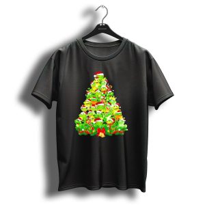 Frogs With Santa Hats Christmas Tree Holiday T Shirt