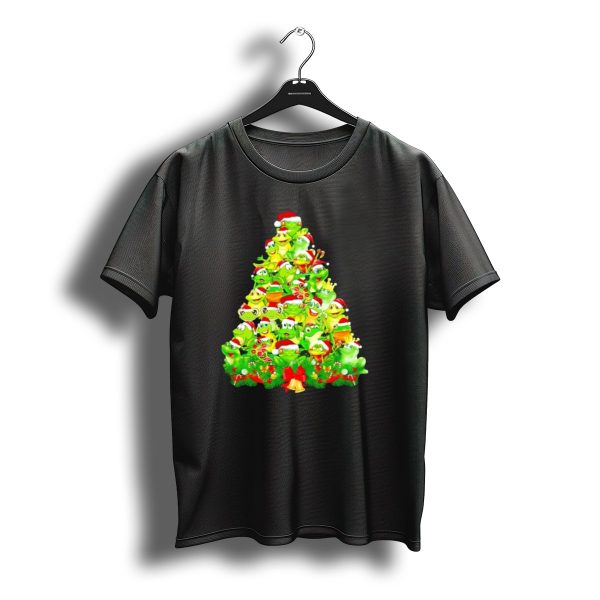 Frogs With Santa Hats Christmas Tree Holiday T Shirt t shirt 1