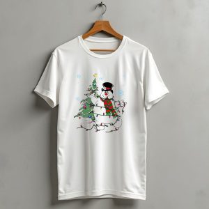 Frosty The Snowman Christmas Tree With Lights And Snowflakes T Shirt