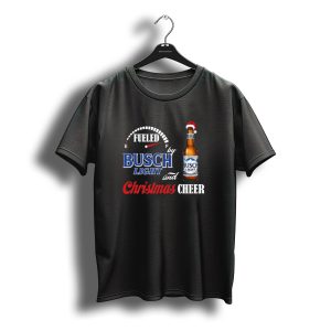 Fueled By Busch Light Christmas Cheer Beer Bottle Santa Hat T-Shirt