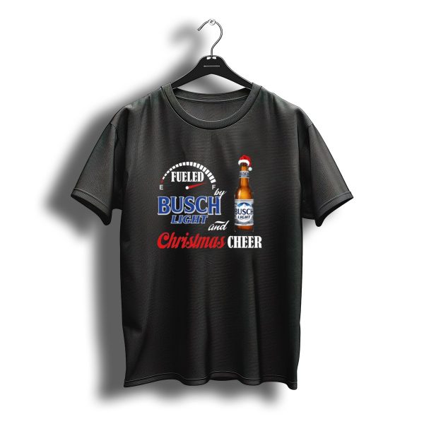 Fueled By Busch Light Christmas Cheer Beer Bottle Santa Hat T Shirt t shirt 1