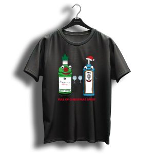 Full Of Christmas Spirit London Dry Gin Cheers With Santa Hat Bombay Sapphire T Shirt