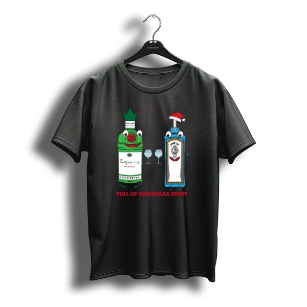 Full Of Christmas Spirit London Dry Gin Cheers With Santa Hat Bombay Sapphire T Shirt t shirt 1