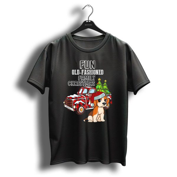 Fun Old Fashioned Family Christmas Truck With Dog And Trees T Shirt 1 t shirt 1