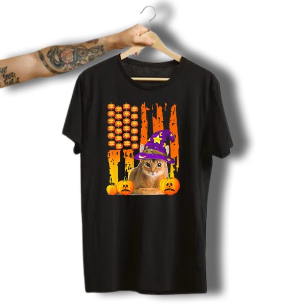 Funny Abyssinian Cat Halloween Pumpkin Witch Hat T Shirt t shirt 1