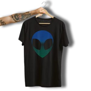 Funny Alien Costume Ufo Halloween Face Badge T-Shirt