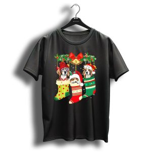 Funny Beagle Christmas Stockings With Festive Dog And Holiday Decorations T-Shirt