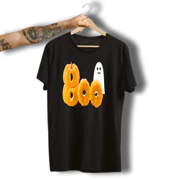 Funny Boo Pumpkins Ghost Stacked Smiling Halloween T Shirt t shirt 1 1
