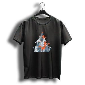 Funny Cats Christmas Tree Lights Holiday Cats Stacked As Christmas Tree T-Shirt