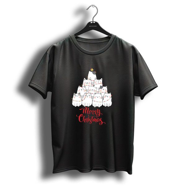 Funny Cats Merry Christmas Tree Lights Holiday T Shirt 1 t shirt 1