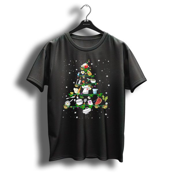 Funny Chef Christmas Tree Festive Cooking Utensil Ornaments T Shirt 1 t shirt 1