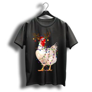 Funny Chicken Christmas Reindeer Lights T-Shirt