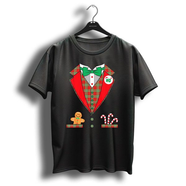 Funny Christmas Costume Tuxedo Ho Ho Ho Bow Tie Gingerbread Candy Cane T Shirt 1 t shirt 1