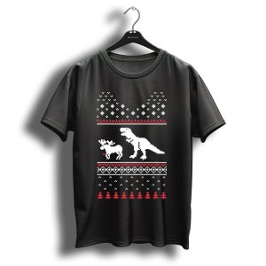 Funny Christmas Dino T Rex Ugly T-Shirt