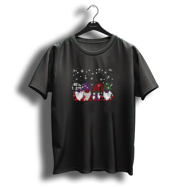 Funny Christmas Gnomes In Masks Buffalo Plaid With Snowflakes T Shirt 1 t shirt 1