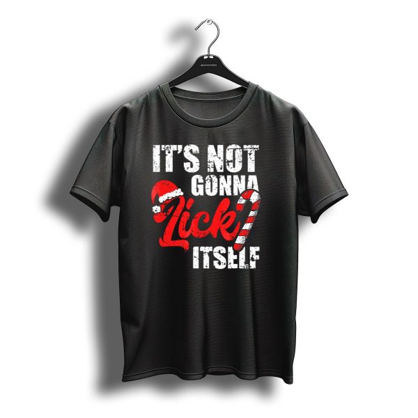 Funny Christmas Its Not Gonna Lick Itself Candy Cane Santa Hat T Shirt t shirt 1