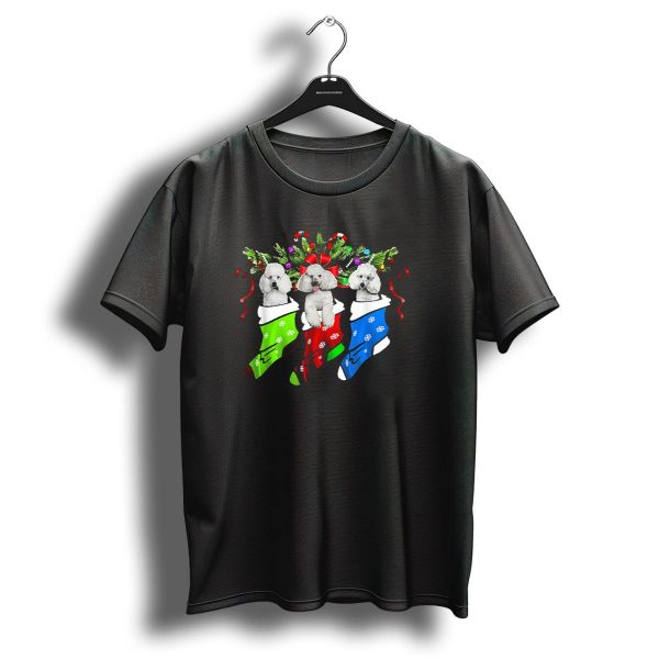 Funny Christmas Poodles In Green Red Blue Socks T Shirt 1 t shirt 1