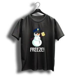 Funny Christmas Snowman Police Freeze Xmas Badge T-Shirt