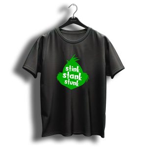 Funny Christmas Stink Stank Stunk Grinch Face Silhouette Holiday Joke T-Shirt