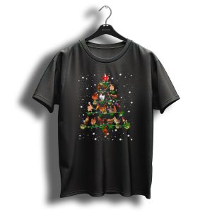 Funny Christmas Tree Ornament Decor With Chickens And Stars T-Shirt