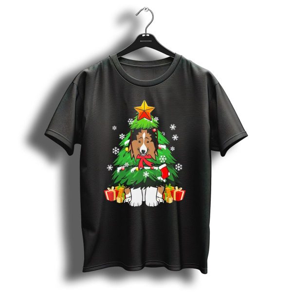 Funny Christmas Tree Sheltie Surrounded By Gifts T Shirt 1 t shirt 1