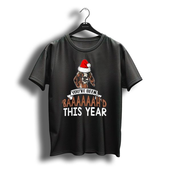 Funny Christmas Youve Been BaaaaahD This Year Goat Santa Hat T Shirt t shirt 1