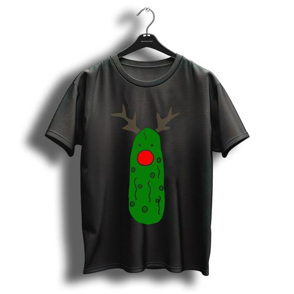 Funny Cool Christmas Pickle Reindeer With Red Nose And Antlers T Shirt 1 t shirt 1