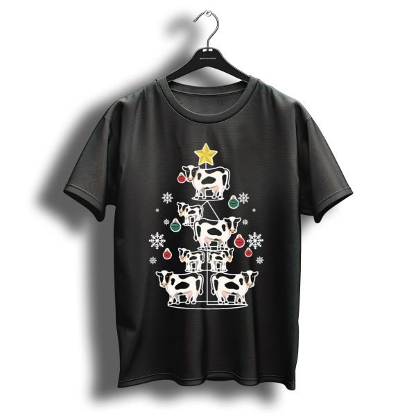 Funny Cow Christmas Tree With Snowflakes And Ornaments T Shirt 1 t shirt 1
