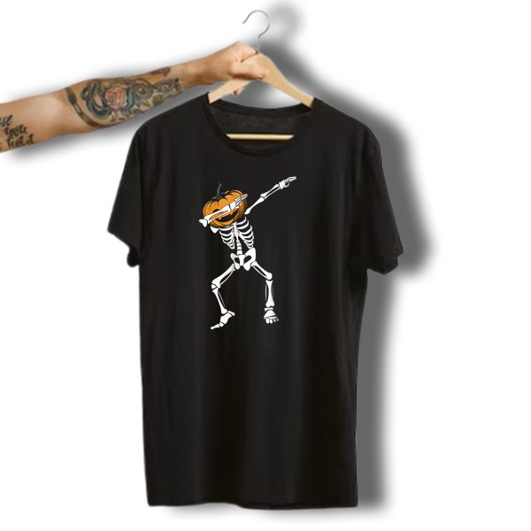 Funny Dabbing Skeleton Pumpkin Halloween Dab Pose T Shirt t shirt 1