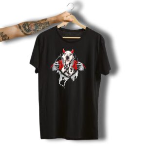 Funny Dalmatian Dog Dracula Halloween Horns Wings Costume T-Shirt