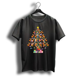 Funny Deer Christmas Tree Pattern With Presents And Stars T-Shirt