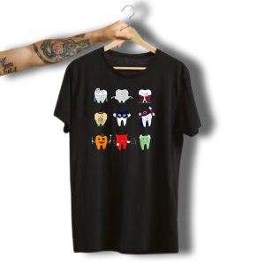 Funny Dentist Halloween Themed Dental Hygiene Tooth Characters T-Shirt