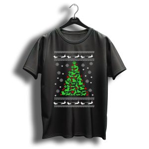 Funny Dog Lover Christmas Tree Holiday Ugly Sweater Reindeer Snowflake Paws T-Shirt