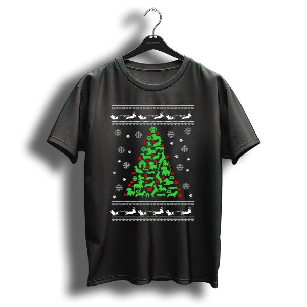 Funny Dog Lover Christmas Tree Holiday Ugly Sweater Reindeer Snowflake Paws T Shirt 1 t shirt 1