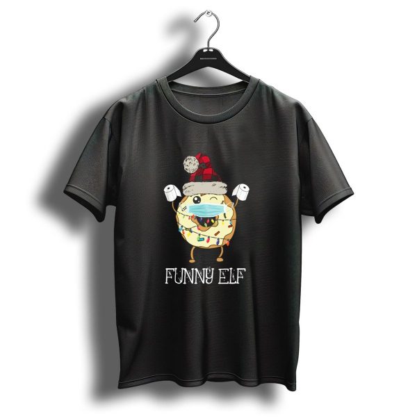Funny Elf Masked Donut Christmas Lights T Shirt 1 t shirt 1