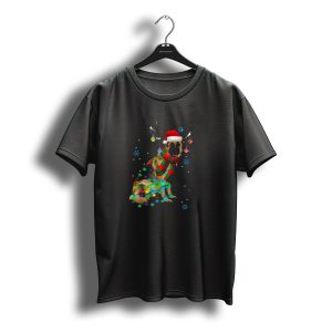 Funny German Shepherd Dog Wearing Santa Hat And Reindeer Antlers T-Shirt