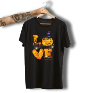 Funny Giant Schnauzer Halloween Love Pumpkin Spider Webs T-Shirt