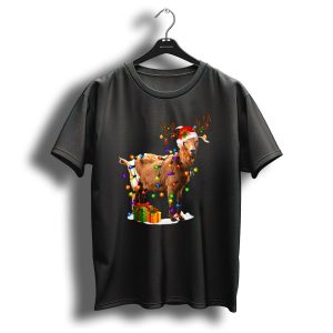 Funny Goat Reindeer Christmas Lights Holiday Decor T-Shirt