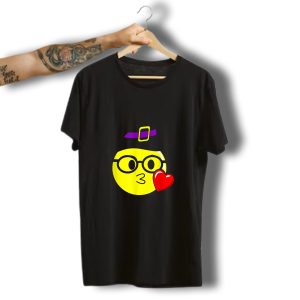 Funny Halloween Emoji Nerd Witch Glasses With Kissing Face And Heart T-Shirt