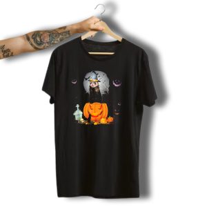 Funny Halloween Ferret With Pumpkin And Witch Hat T-Shirt