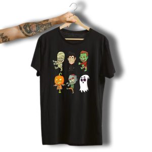 Funny Halloween Monsters Mummy Vampire Frankenstein Pumpkin Zombie Ghost T-Shirt