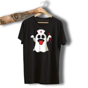 Funny Halloween Nurse Ghost With Syringe Costume T-Shirt